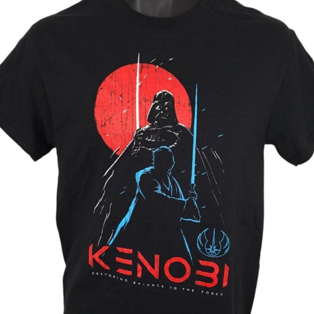 Star Wars T Shirt Mens Size Small Black Obi Wan Kenobi Darth Vader Balance